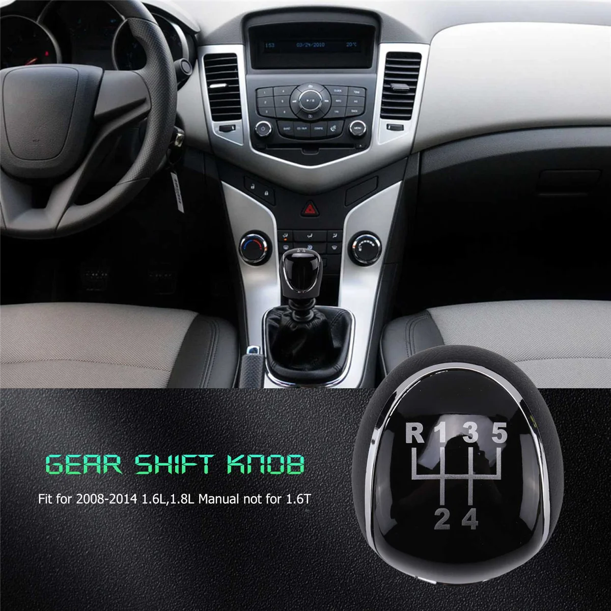 Gear HEAD กระปุกเกียร์ธรรมดา5สปีดสำหรับ Chevrolet Chevy Cruze 2008-2014สีดำ