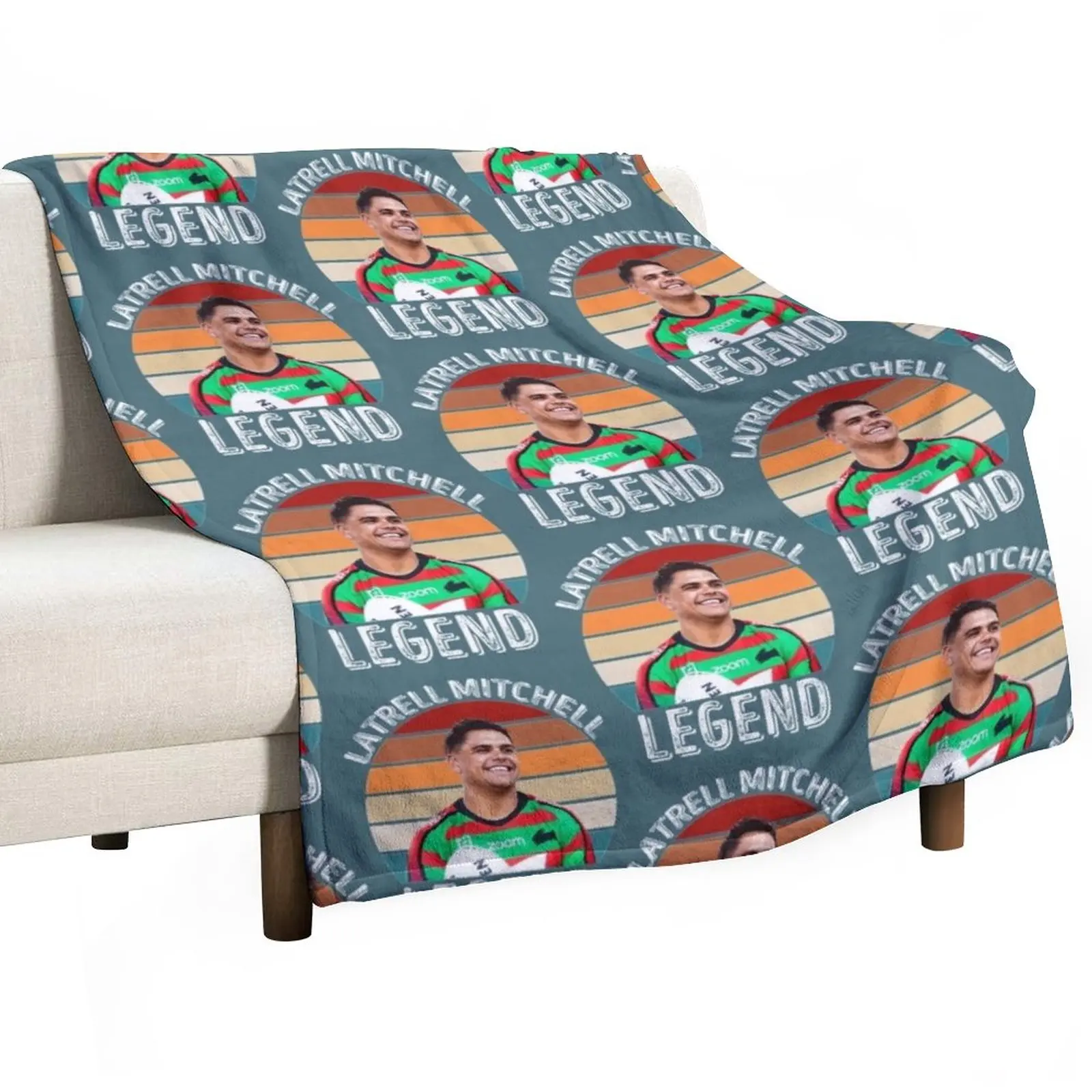 

Latrell Mitchell Rabbitohs Throw Blanket Summer Beddings Luxury Flannel Sofa Quilt Blankets