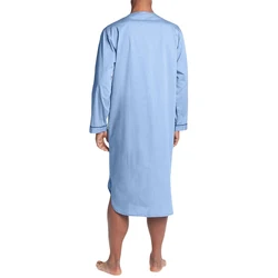 Men V-Neck Linen Robe Roll Up Short Sleeve Solid Long Night Gown Casual Loose Shirt Kaftan Thobe with Pocket