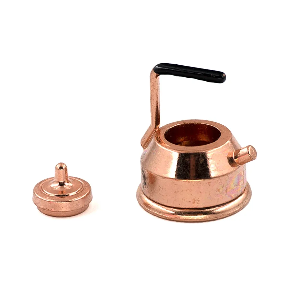 1/12 Dollhouse Miniature Accessories Mini Metal Kettle Simulation Teapot Model for Doll House Decoration