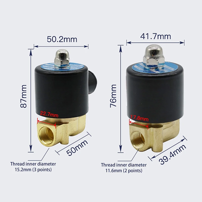 Válvula de agua totalmente de cobre Válvula de drenaje Válvula solenoide normalmente cerrada 2W-08 Válvula de dos posiciones y dos ventiladores