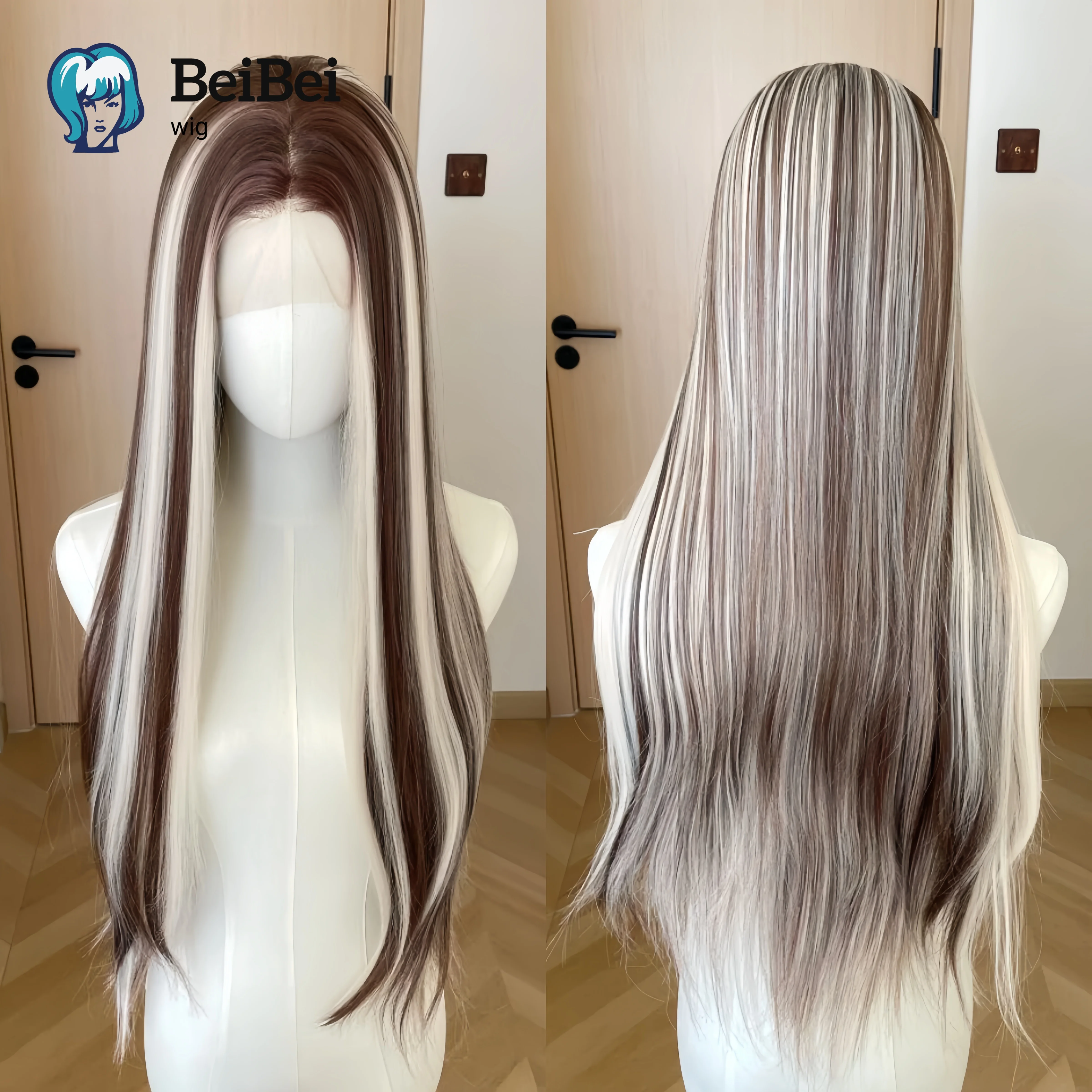 

Platinum Highlight Wig for Women 13x4 Long Straight 26Inch Lace Front Wigs Wear and Go High Quality Synthetic Lace Wig Cosplay