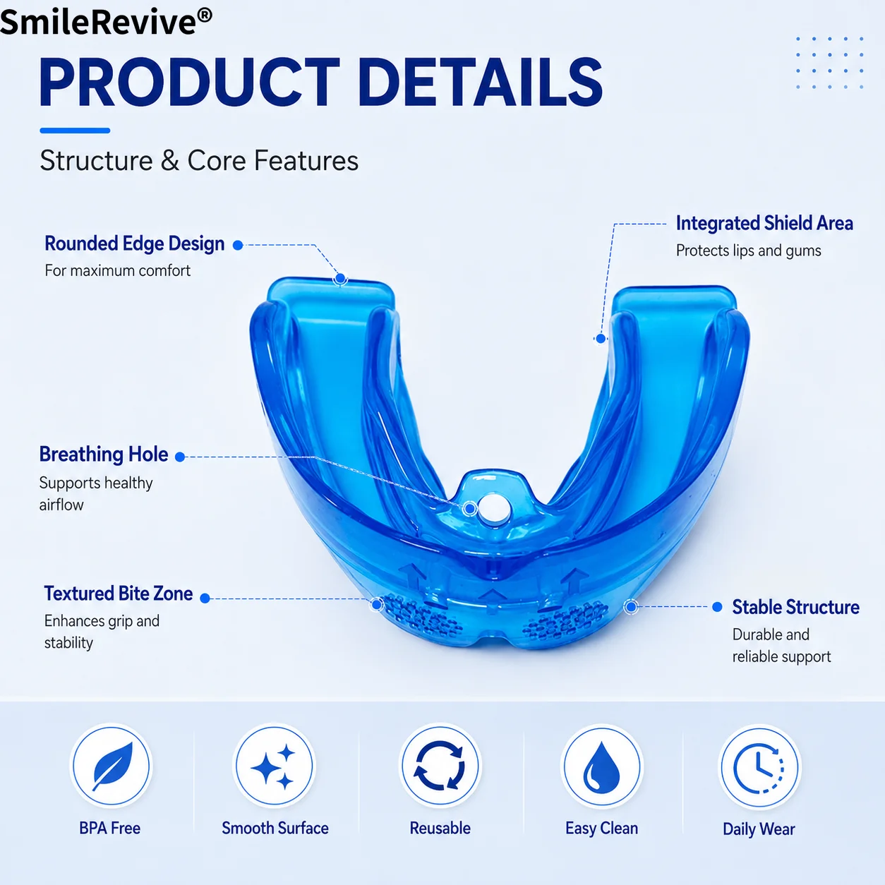 SmileRevive Clear Silicone Retainer Teeth Aligner Myofunctional Orthodontic Trainer Night Brace Teeth Protector KT TM1