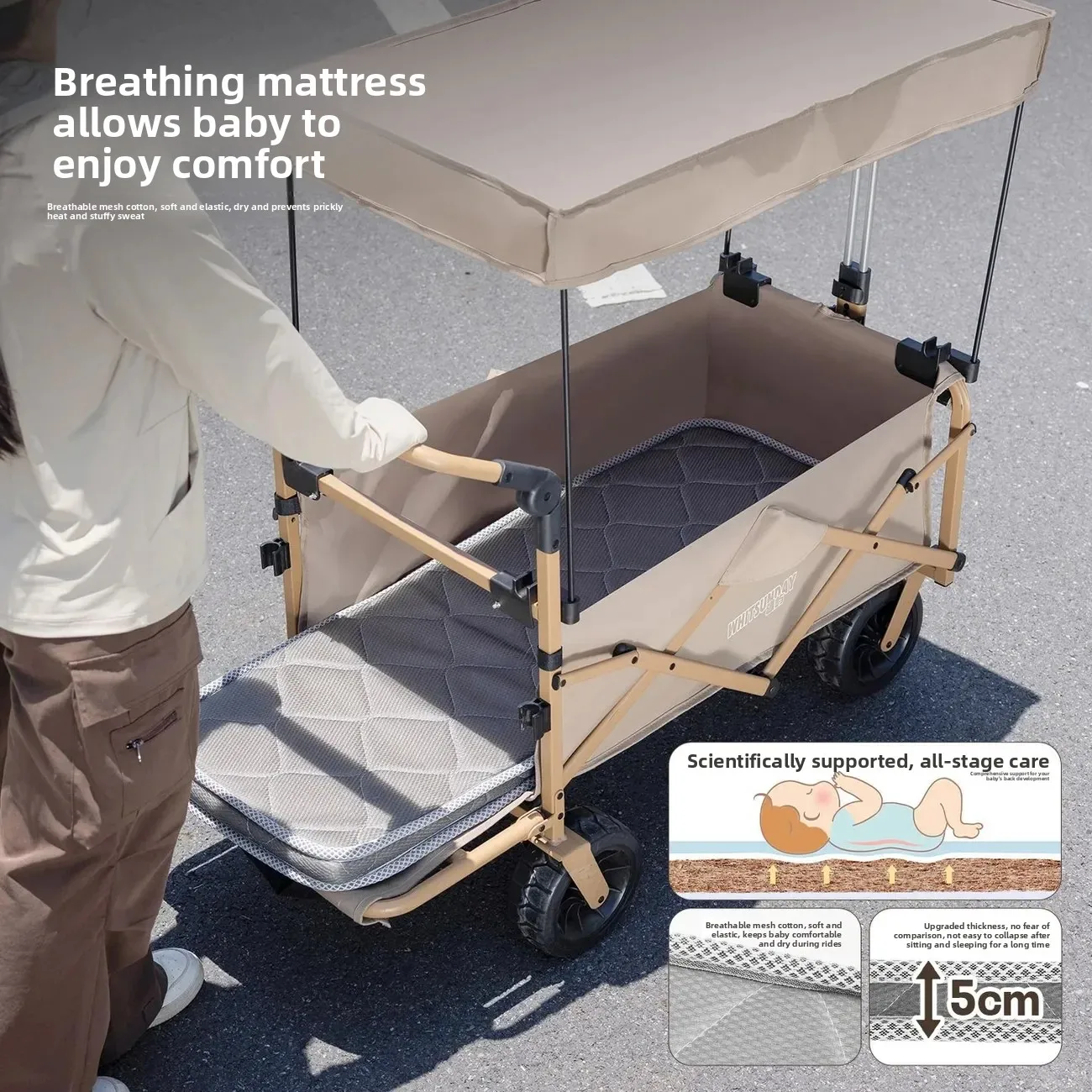 Folding Wagon Camping Large Capacity For Garden Work Travel Luggage Transport Courtyard Storage Utility Fishing Cart