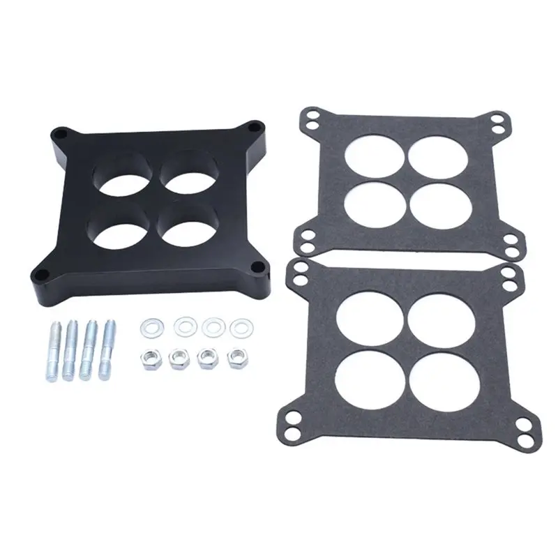 For SBC BBC Chevy Ford Holley Compatible 1 In 4-Hole Square Bore Carb Carburetor Spacer Kit With Gaskets& Hardware