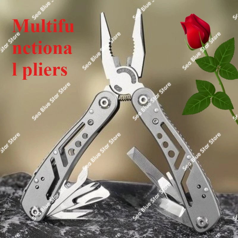 Stainless Steel Multifunctional Pliers Outdoor Mini Folding  Combination Pliers Field Emergency Tool Pliers