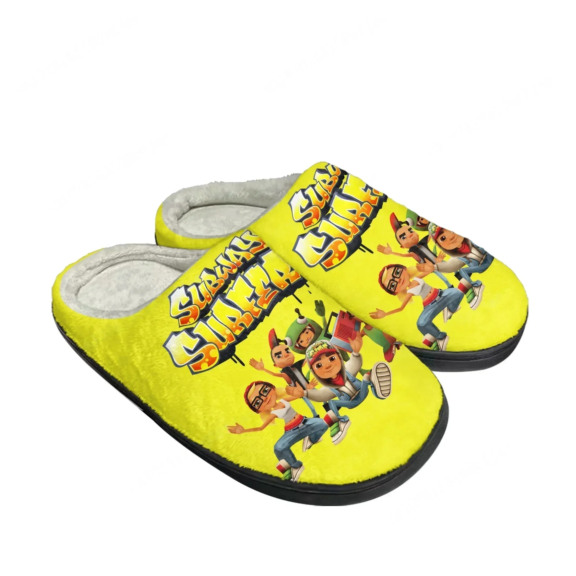 Anime Cartoon Game Subway Surfers Home Cotton Slippers Mens Womens Plush Bedroom Casual Keep Warm Shoes Tailor Made Slipper
