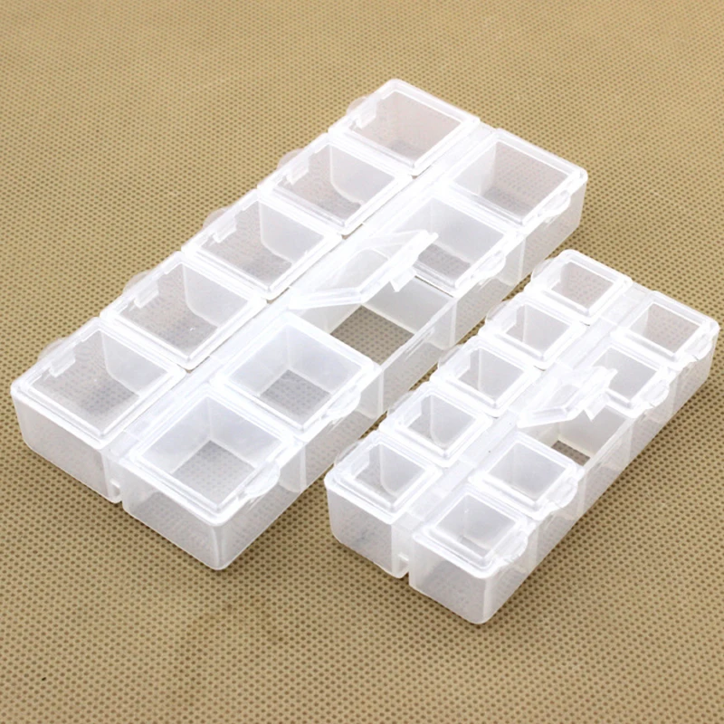 10 Grid Plastic Rectangular Compartment Storage Box Earrings Jewelry Bead Box Container Display Storage Box