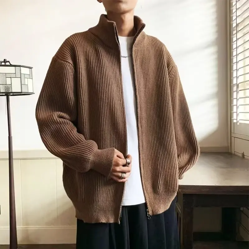 

Loose Fit Men's Knitwear Cardigan Sweater Large Size 250 Pou Autumn Winter Japanese Sle Vintage Lazy Sle Zipper Knitwear