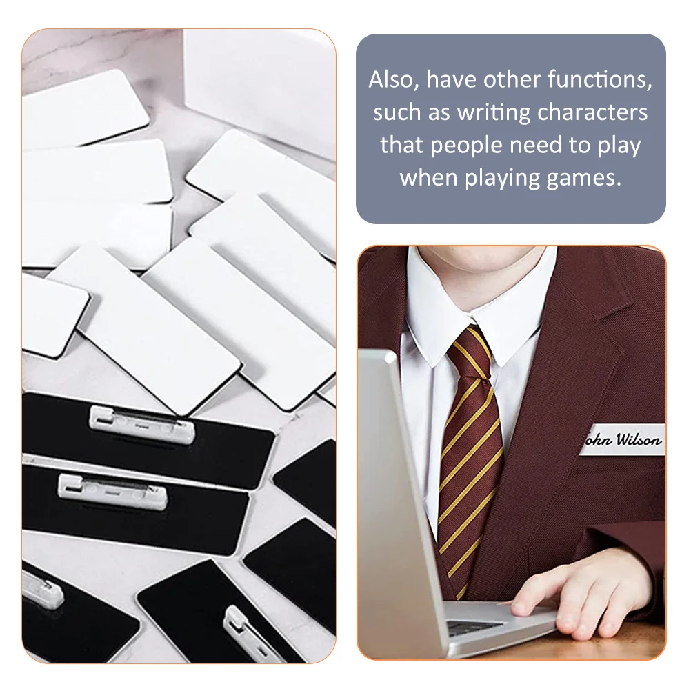 

32pcs Name Badge Blank Id Badges Diy Sublimation Pin Back Office School Use Hard Board Protective Film Customizable