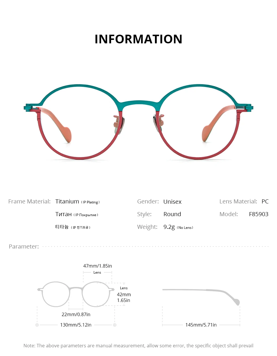 FONEX Titan Brillengestell Damen 2025, neue Mode, Markendesign, Retro, Vintage, runde Brillen, Herren, ultraleichte Brillen 85774 – Detail 34