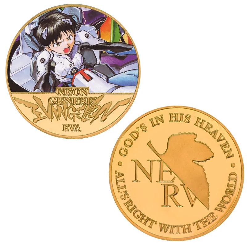EVA Commemorative Collection Gold Coins Neon Genesis Evangelion Anime Figure Asuka Langley Ayanami Rei Portrait Anime Coin Gift view 4