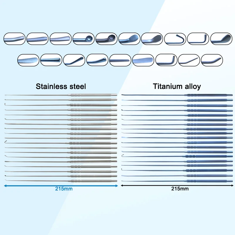 

Titanium Nerve Hook Micro Spatula Dissectors Curved Straight Micro Curette Micro Neuro Surgical Instruments