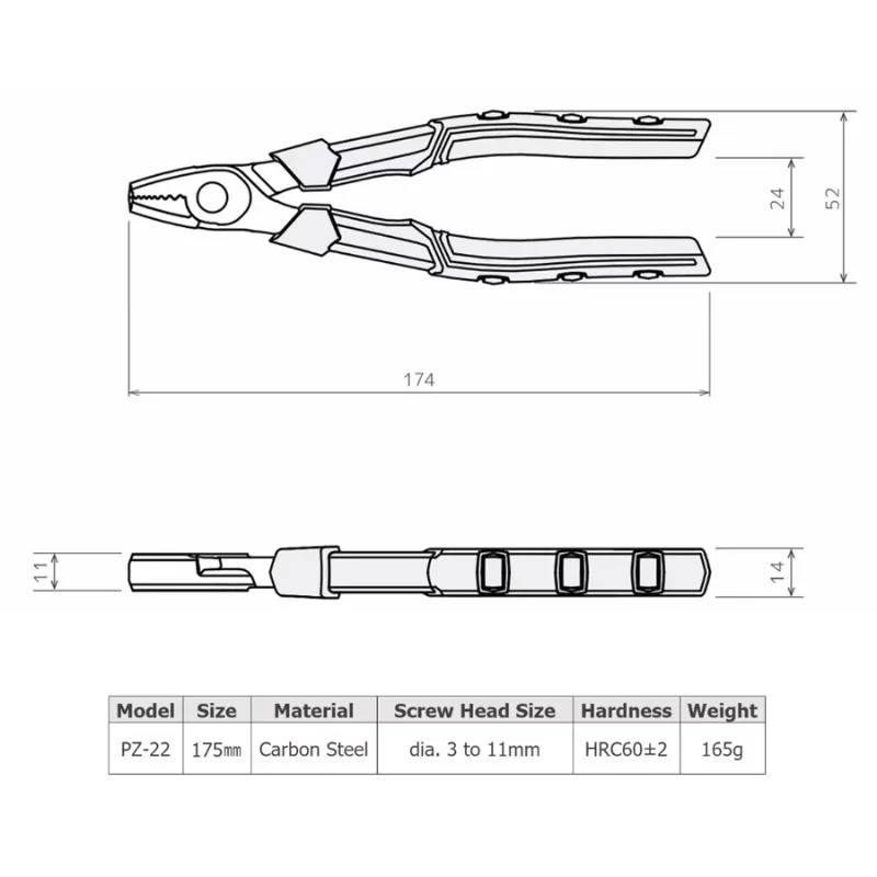 ENGINEER PZ-22 175MM Multifunctional Tyrannosaurus screwdriver, rusty screw removal tool Electrical pliers