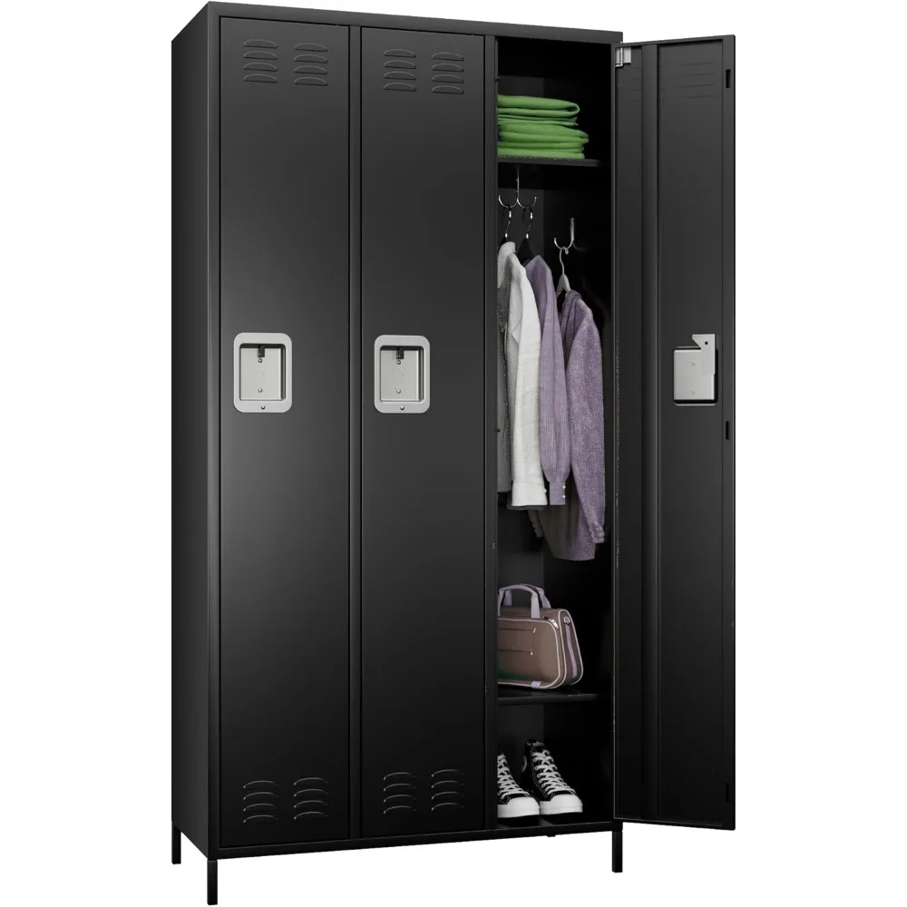 

Office Storage Lockers 3 Door Lockable Locker Cabinet, 72 Inch Tall Storage Locker for Employee, Home Office, Assembly Required