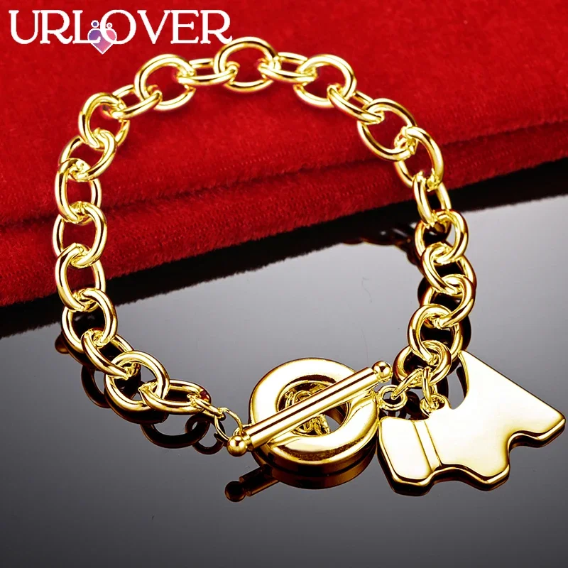 

URLOVER 18K Gold Bracelet Woman Cartoon Dog Card Chain Bracelets High Quality Party Wedding Engagement Fashion Jewelry Gifts