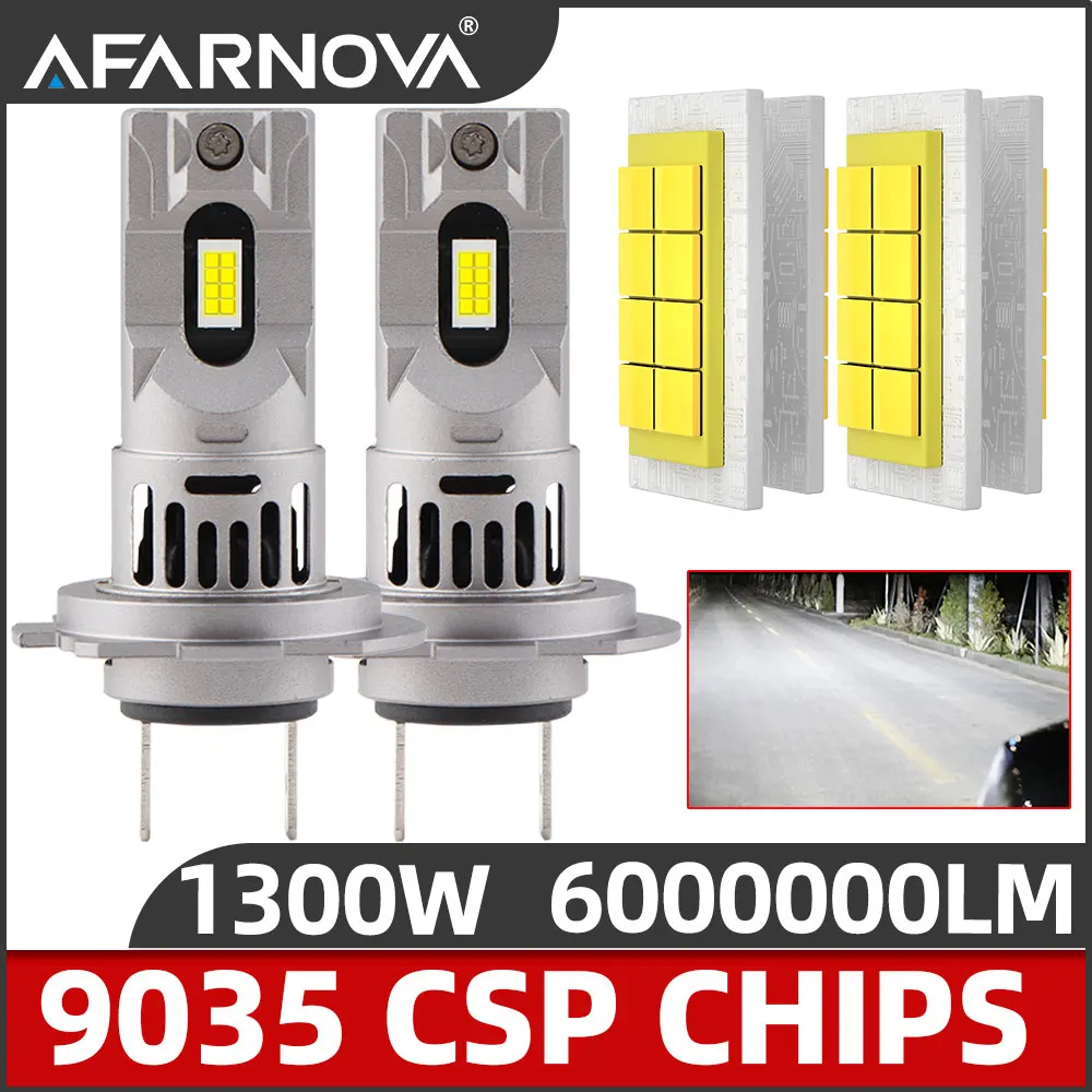 2PC 1300W High Power H7 H4 LED Bulb Turbo Headlight 6500K 6000000LM 12V 24V 9035CSP Powerful Best H4 LED Approved H7 Mini Lamp