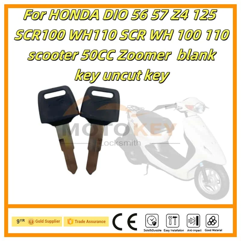 for HONDA DIO 56 57 Z4 125 SCR100 WH110 SCR WH 100 110 scooter 50CC ZoomerBlank Key Motorcycle Replace Uncut Keys