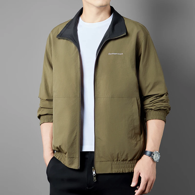 

Autumn Double Sided Wear Men Jackets Casual Business Stand Collar Jacket Versatile Outdoor Social Versatile Streetwear Overcoat
