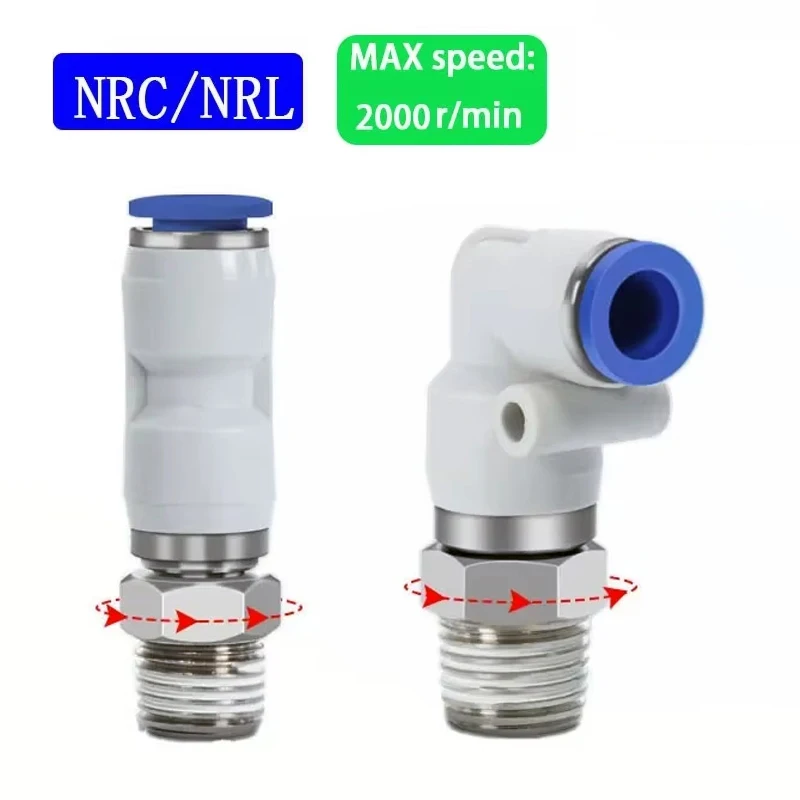 Pneumatic Rotary Connectors Swivel Fittings 360° Rotation MaleThread M5 1/4 1/2 Hose Joint 6/8/10mm Revolute DEUBLIN Connector