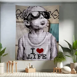 Banksy Graffiti Colorful Tapestry Wall Hanging Cheap Hippie Wall Hanging Bohemian Wall Tapestries Mandala Wall Hanging Sheets