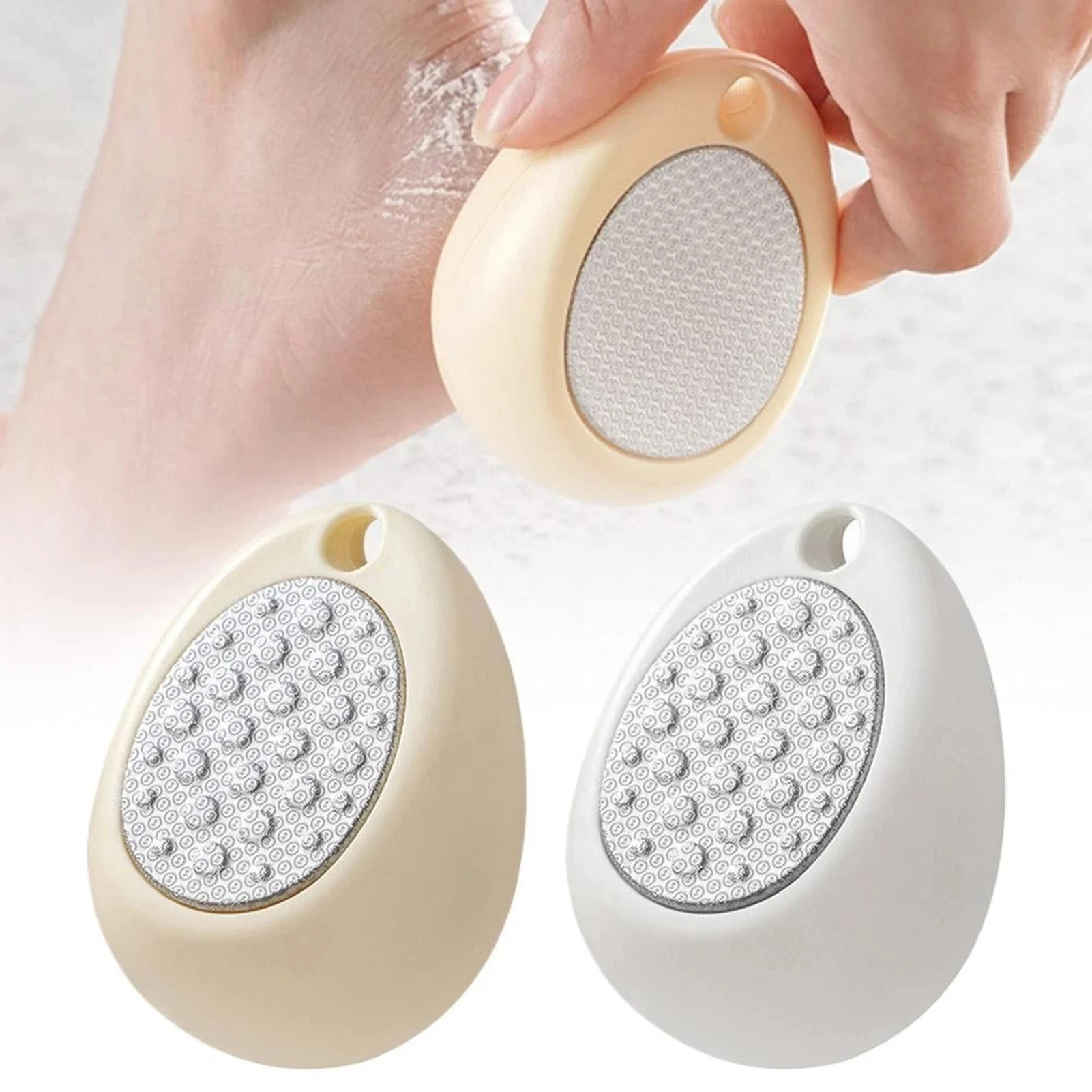 أداة باديكير مزيل مسامير القدم مزدوجة الجوانب مع مقبض مضاد للانزلاق للاستخدام الجاف والرطب والعناية بالقدم أثناء السفر باللون الأصفر والأبيض
