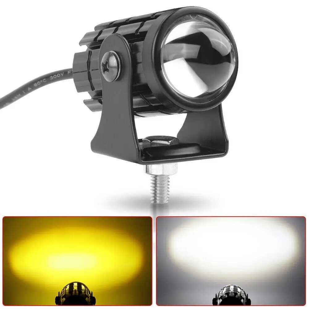 Aluminium Alloy Motorcycle LED Headlight Super Bright Waterproof Car Boat Spotlight Dual Color Motorcycle Fog Lamp