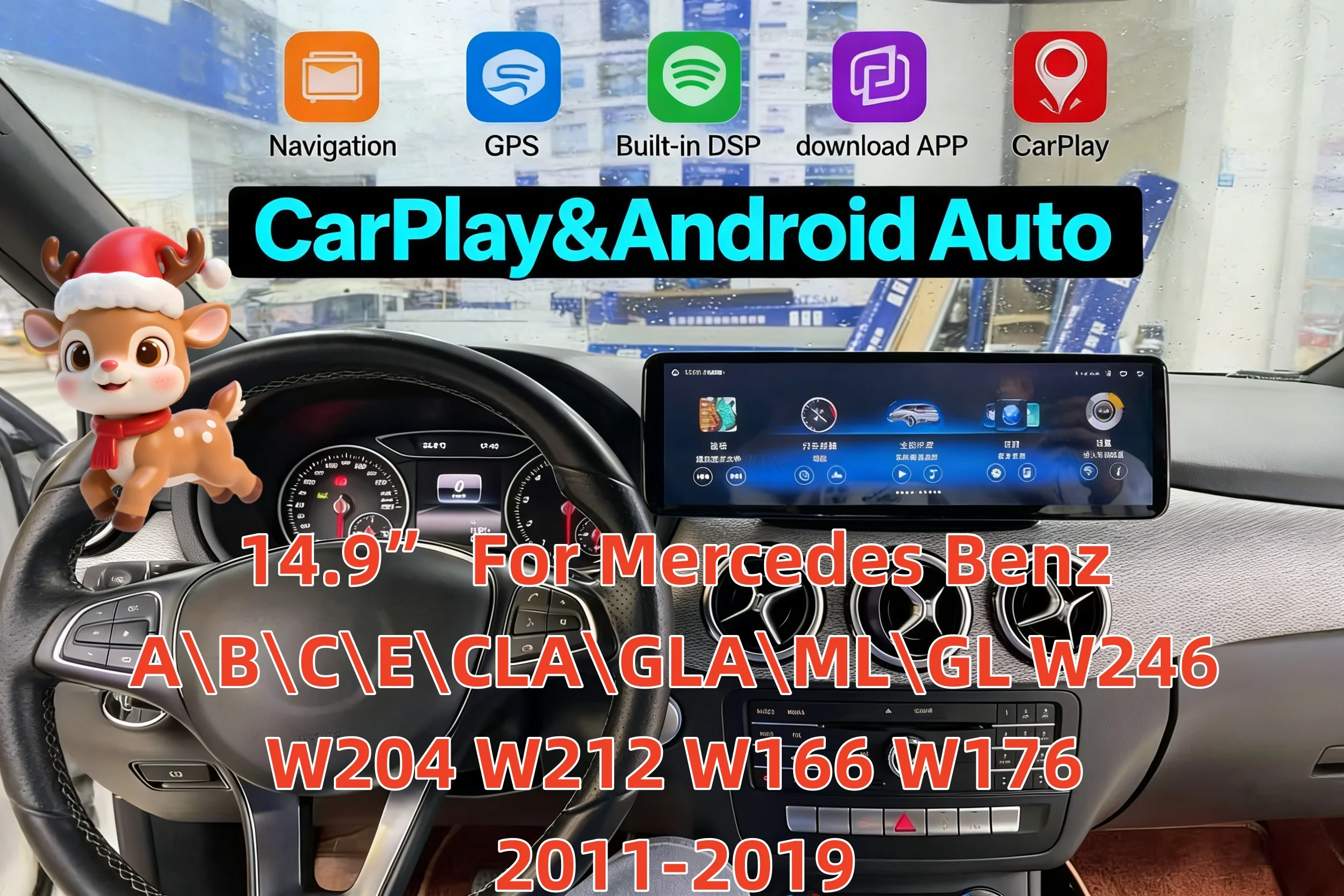 Multimedia Display Wireless Carplay For Mercedes Benz A CLA GLA B C E ML GL W246 W204 W212 W166 W176 2011-2019 Android 4G Stereo
