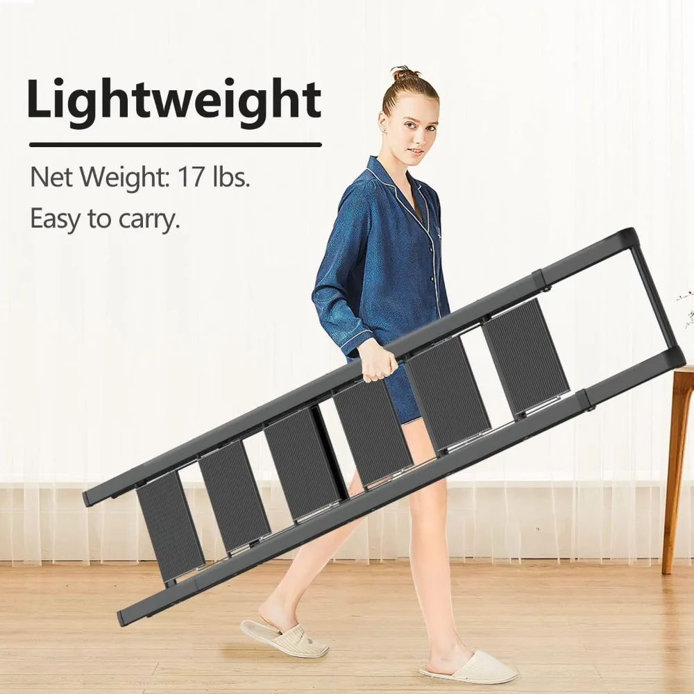 6-traps ladder voor een hoog plafond van 12 voet, lichtgewicht aluminium opvouwbare opstapkruk met handige handgreep, trappen