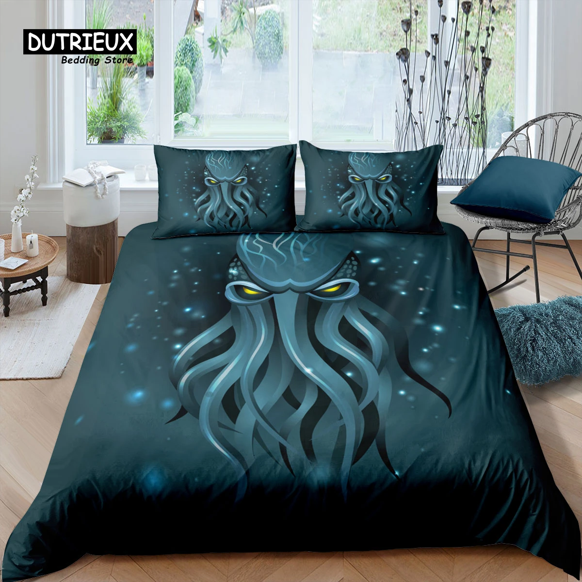 

Home Living Luxury 3d Octopus Bedding Set Marine Life Duvet Cover Pillowcase Kids Bedding Set Queen and King EU/US/AU/UK Size