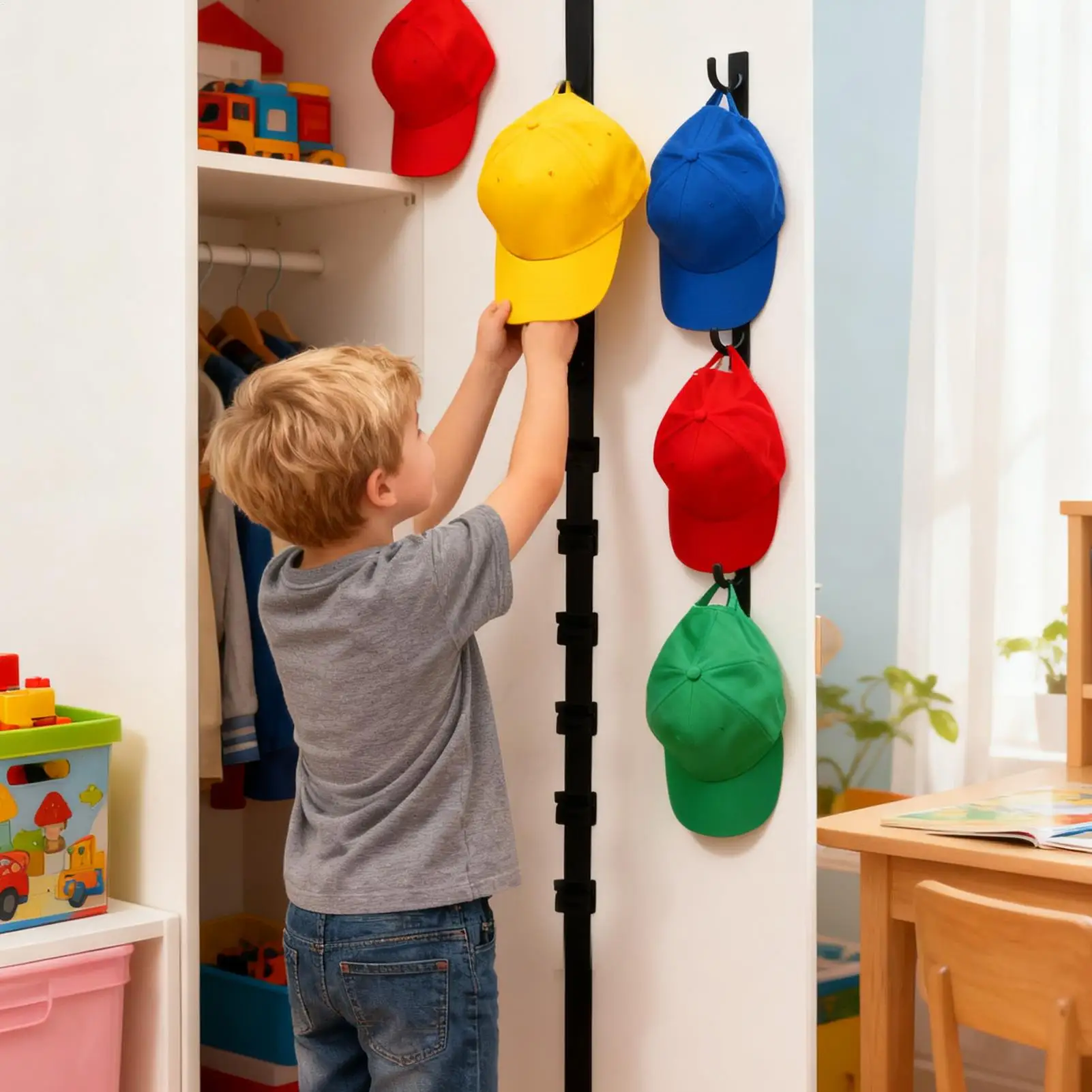 

Выдвижная вешалка для шляп с 10-крючками, настенный органайзер для кепок для бейсболок и гольф, подвесной держатель для хранения кепок