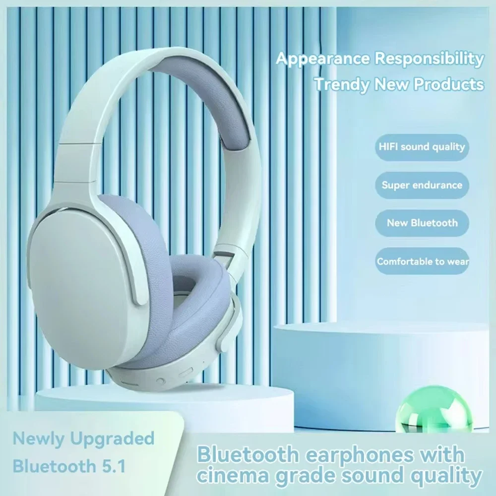 

P2961 Headband Bluetooth Headset V5.1 Bluetooth Sports Headset High Sound Quality Gaming Noise Canceling Headset