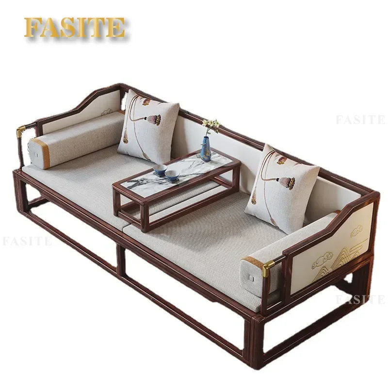 For New Chinese Solid Wood Arhat Bed Ebony Sofa Multifunctional Zen Kang Living Room Furniture Size Unit