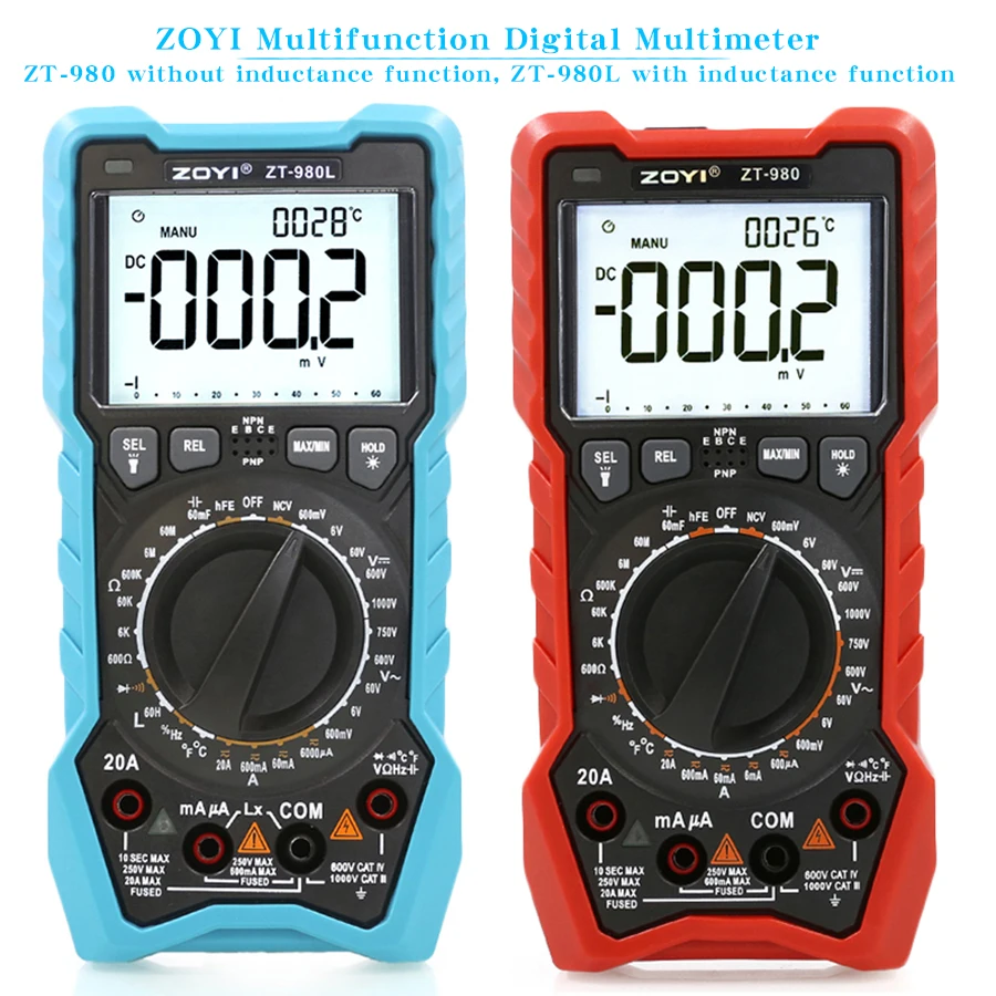 ZOYI ZT-980L digital inductor capacitor high precision multimeter