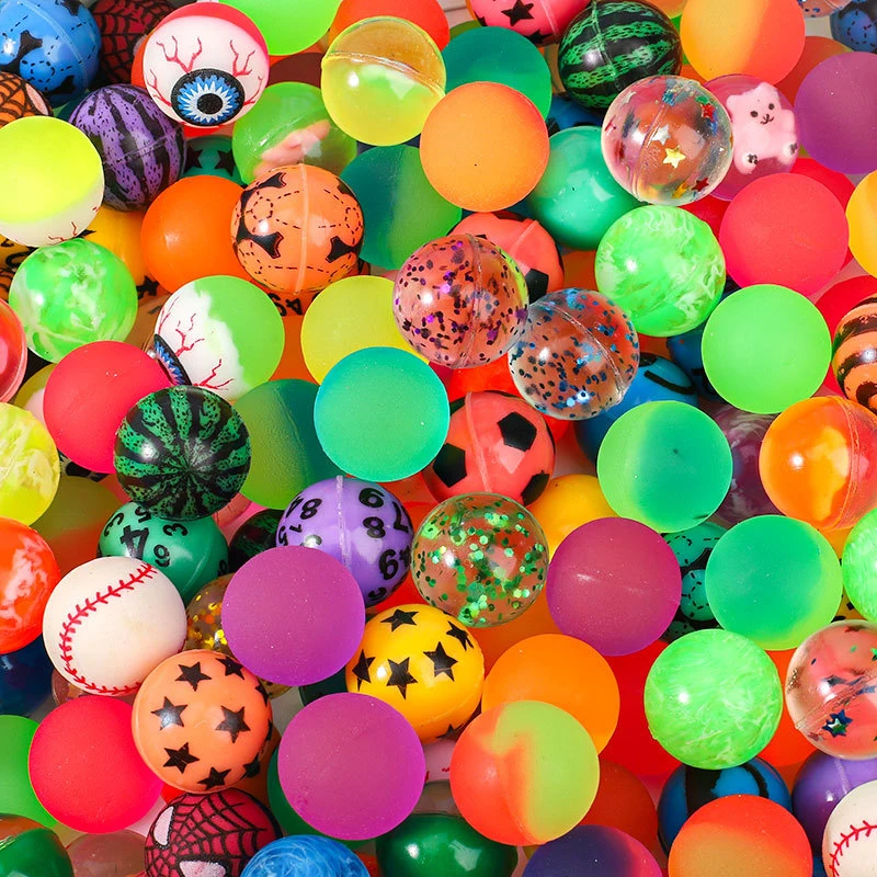 Rubber Colorful Bouncy Balls Size 27MM Mixed Pattern Party Favors For Kids Birthday Gifts Classroom Prize Balle Rebondissante