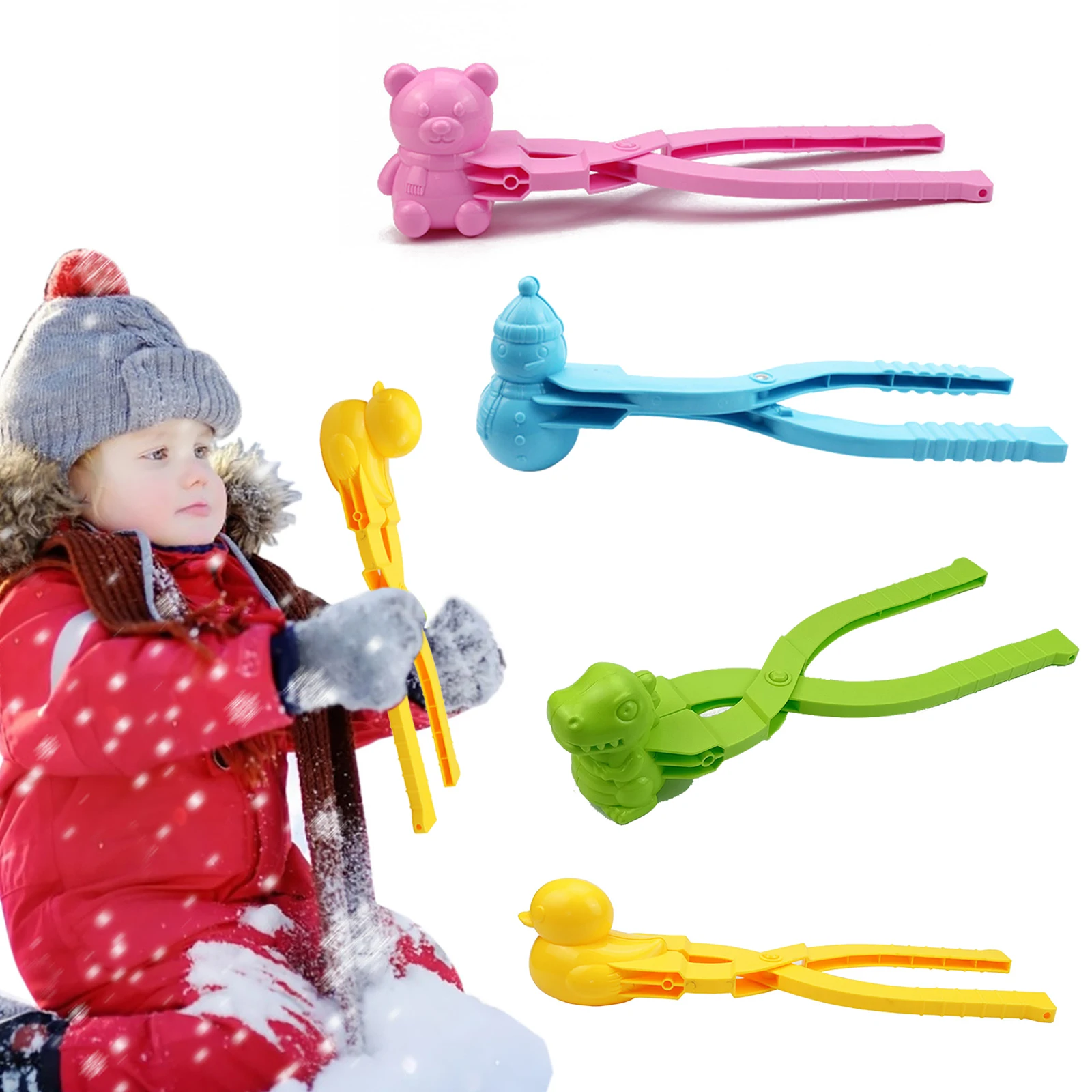4pcs/set Snowball Fights Tools Multi-shape Cartoon Snow Balls Making Clamps Snow Ball Maker Gadgets Kids Gifts for Christmas