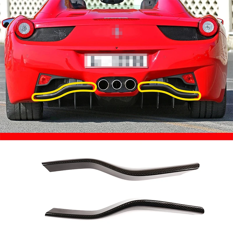 2 Pcs For Ferrari 458 2011-2016 Exterior Details Real Carbon Fiber Car Rear Bumper Trim Stickers Car Modification Accessories