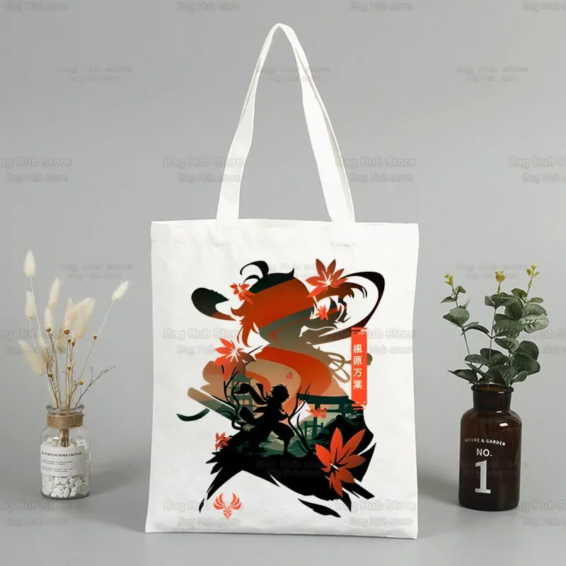 Genshin Impact Game Ulzzang Shopper Bag Print Canvas Anime Xiao Tote Bag Hu Tao Handbags Bag Harajuku Zhong Li Shoulder Bags