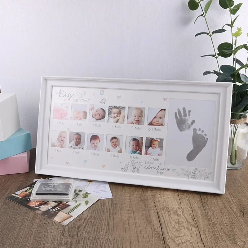 2024 Hand and Foot Print Picture Frame, Foot Print Picture Frame, Newborn Commemorative 12 Month Old Baby Growth Picture Frame