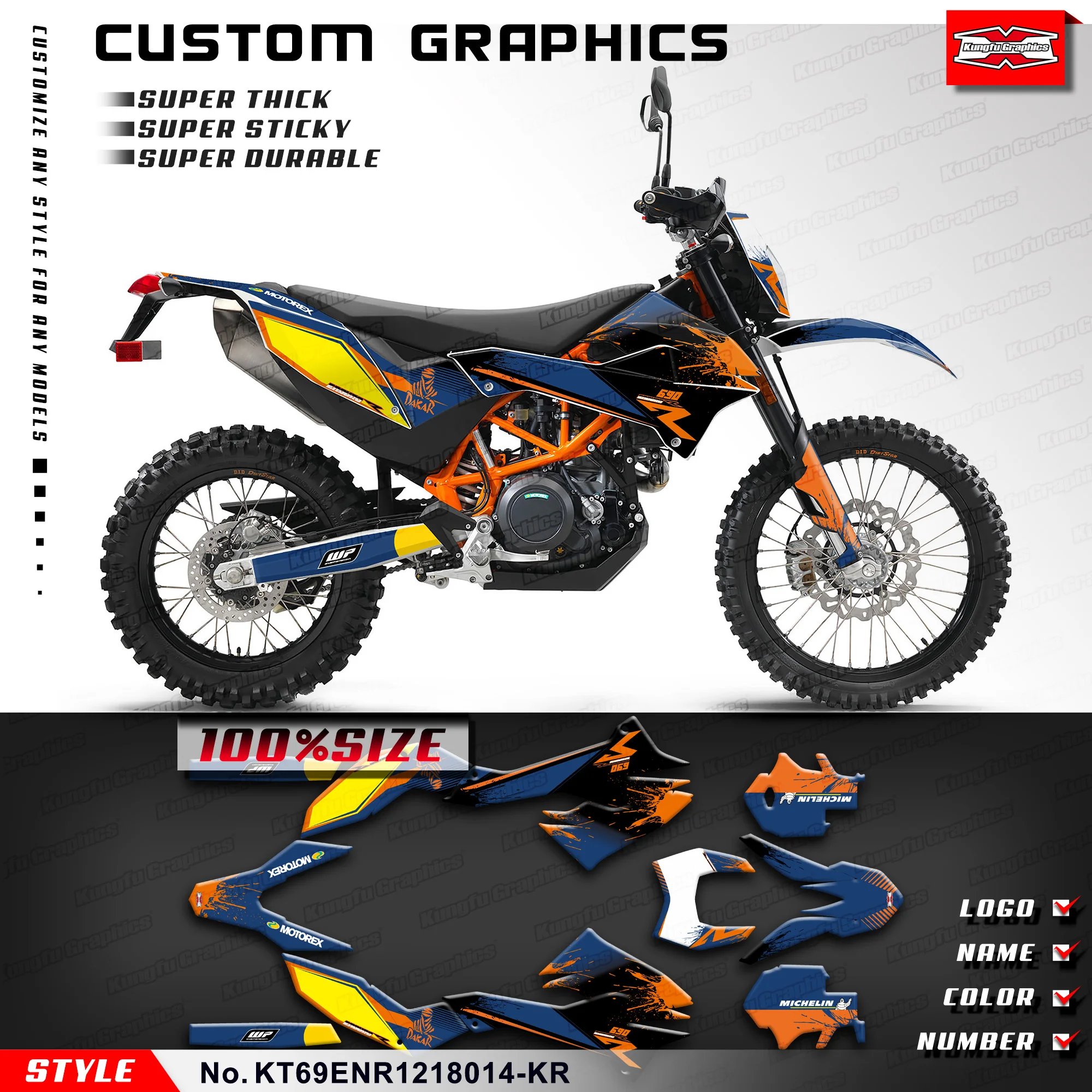 

KUNGFU GRAPHICS Motorcycle MX Sticker Wrap Kit Stickers for KTM 690 SMC-R SMC Enduro R 2012 2013 2014 2015 2016 2017 2018