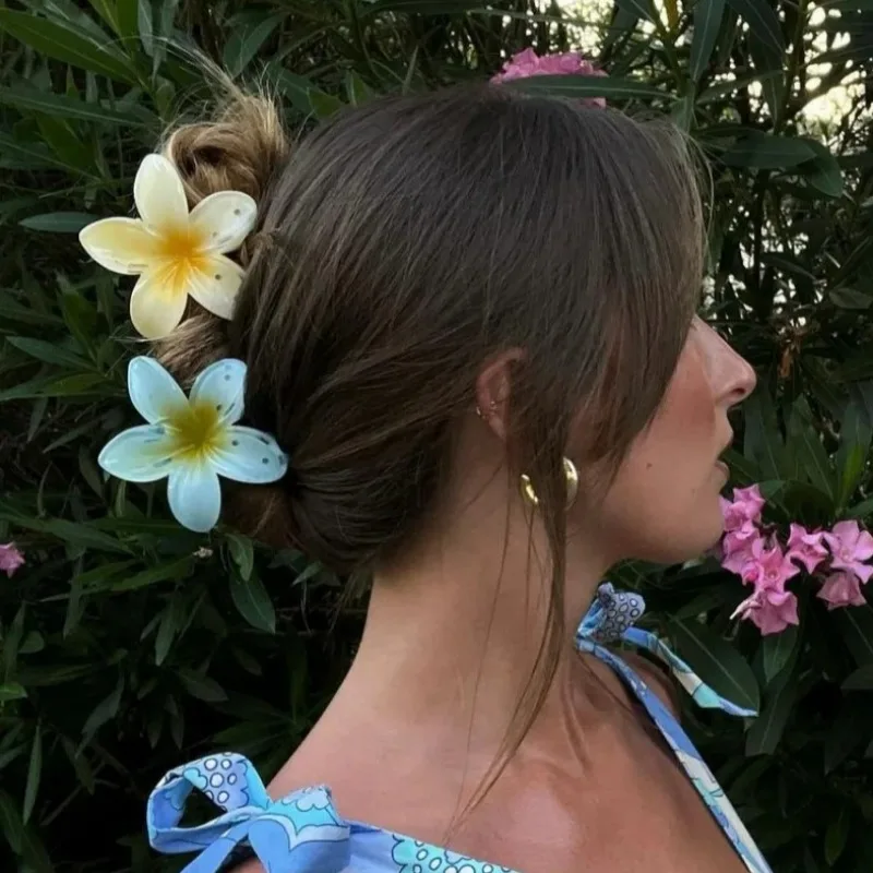 1/6 قطعة جديد البيض زهرة مقاطع الشعر 4/7 سنتيمتر للنساء عطلة الشاطئ بوهيميا نمط الانفجارات الجانب مشبك شعر كبير الفتيات إكسسوارات الشعر #4