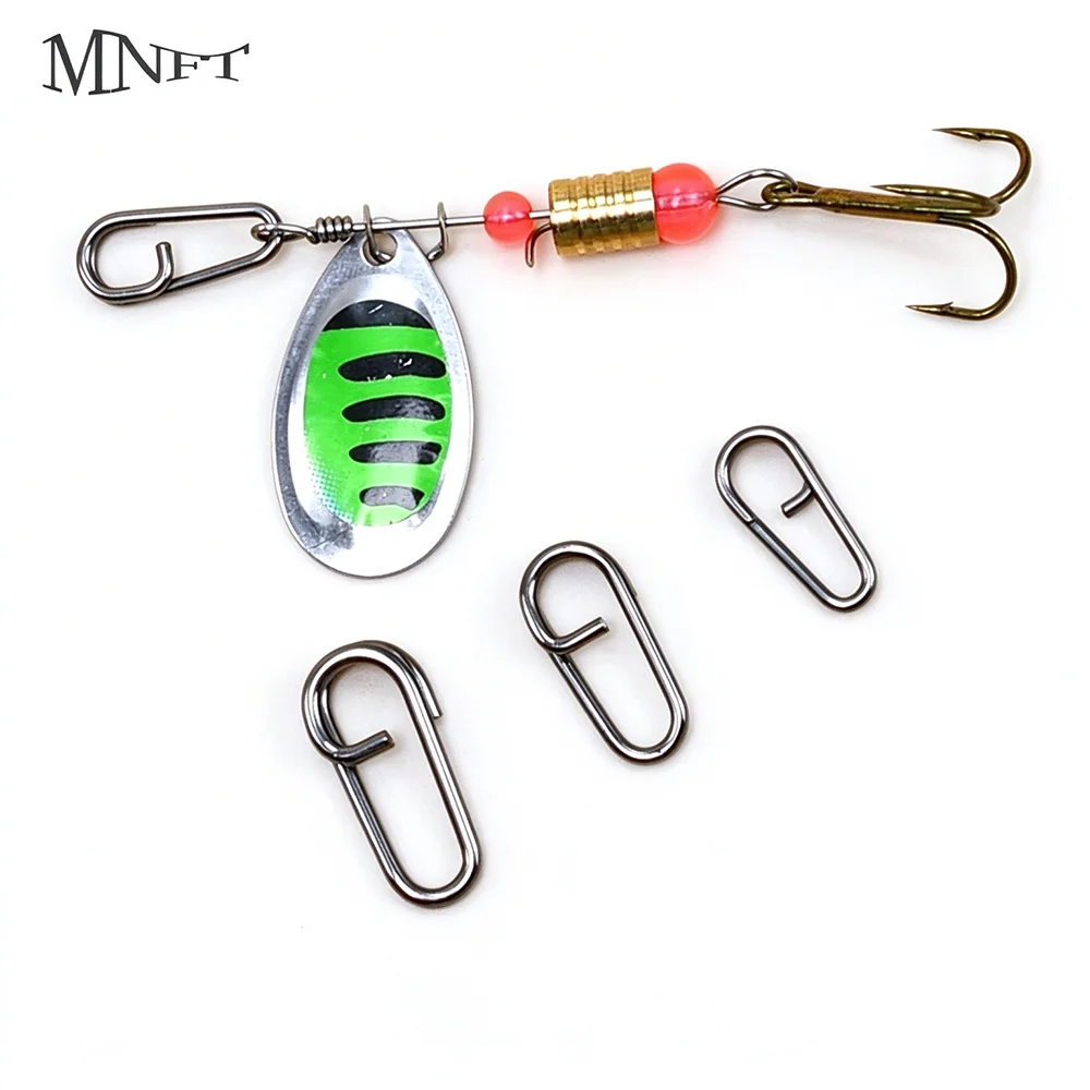 30Pcs Fishing Swivels Stainless Steel Fishing Snap Clip Swivel Hook Bent Head Oval Split Rings Carp Fishing Connector