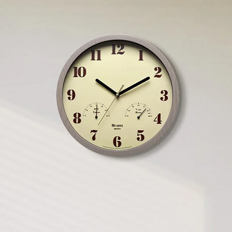 Simple Wall Clocks Nordic Morden Quartz Wall Clock Luxury Cute Round Clocks With Thermometer Household Bedroom Decorations