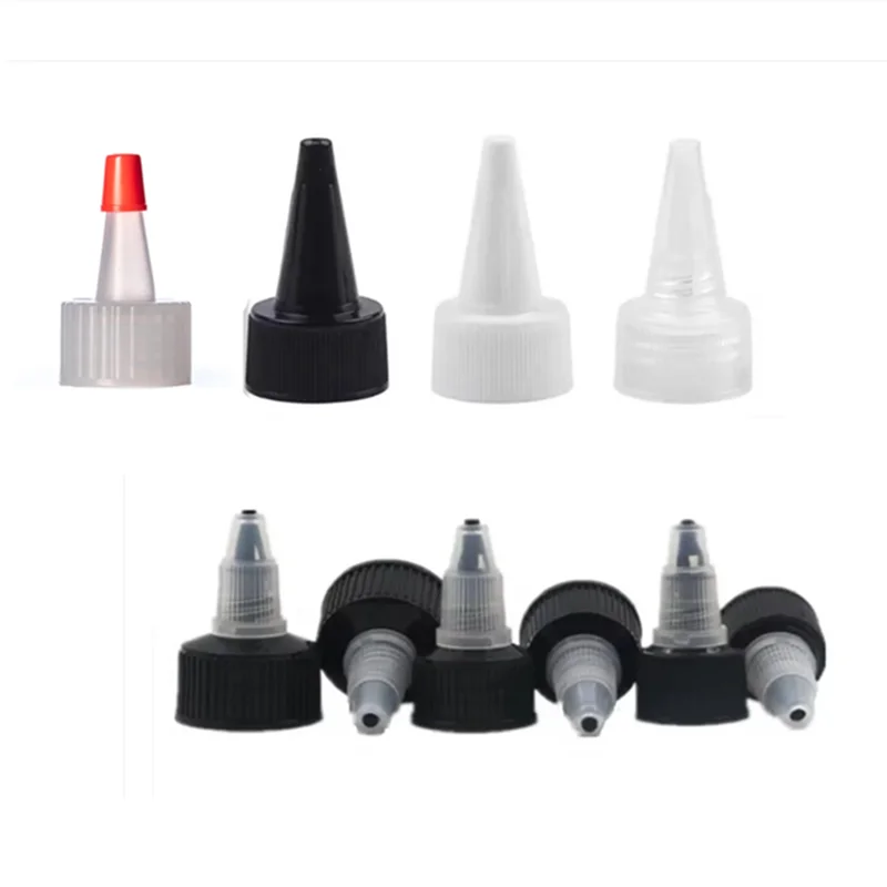 

10pc 18-410 20-410 24-410 28-410 plastic Dispensing Ribbed twist top cap Black Yorker Style, Red top twist-open dispensing lid