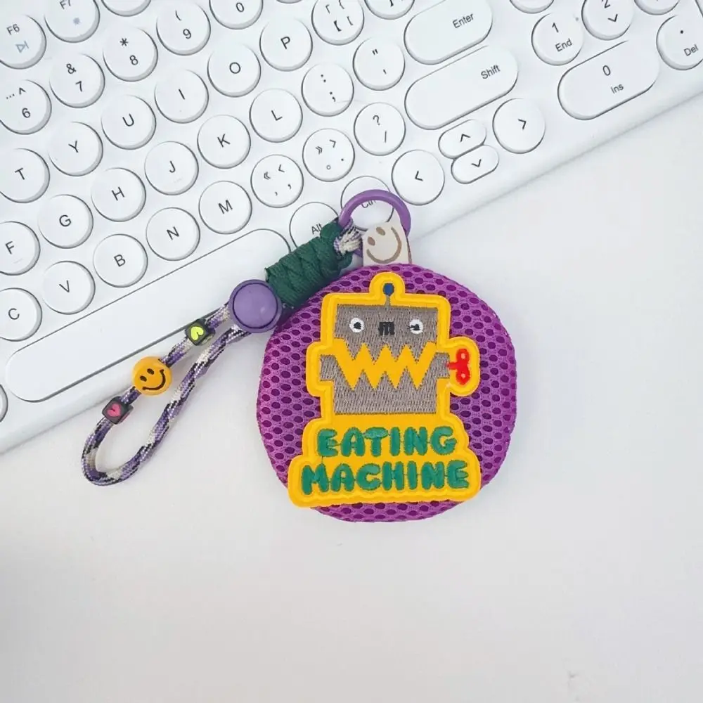 Портативный маленький сетчатый чехол-брелок с дышащей пряжкой, мини-кошелек для монет с мультяшным узором, круглый рюкзак, подвесная сумка, подвеска