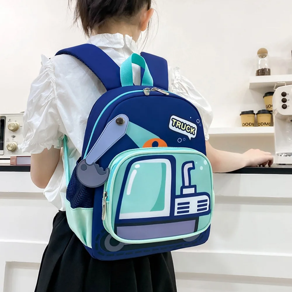 Rugzak met graafmachine voor kinderen, bouwthema, lichtgewicht, duurzame schooltas, verstelbare riemen en ritssluiting