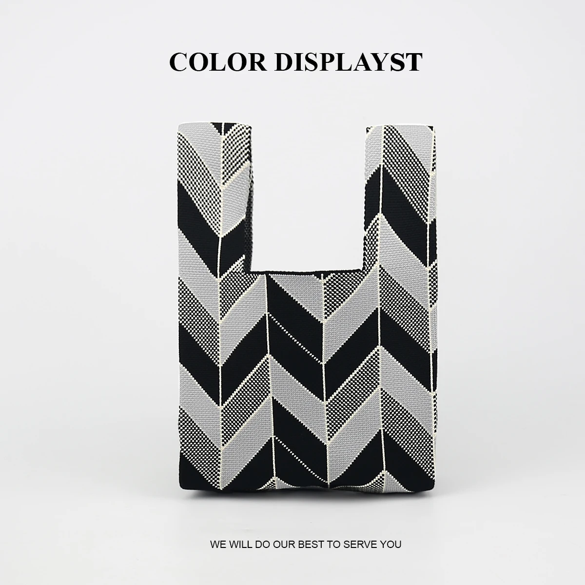 1 Piece Striped Patterned Knitted Handbag, Large Capacity Foldable Bag for Phone, Umbrella, Cosmetics, Books, Fashionable Versatile Casual Women's Bag for Commuting, Travel, Vacation, and Shopping view 4