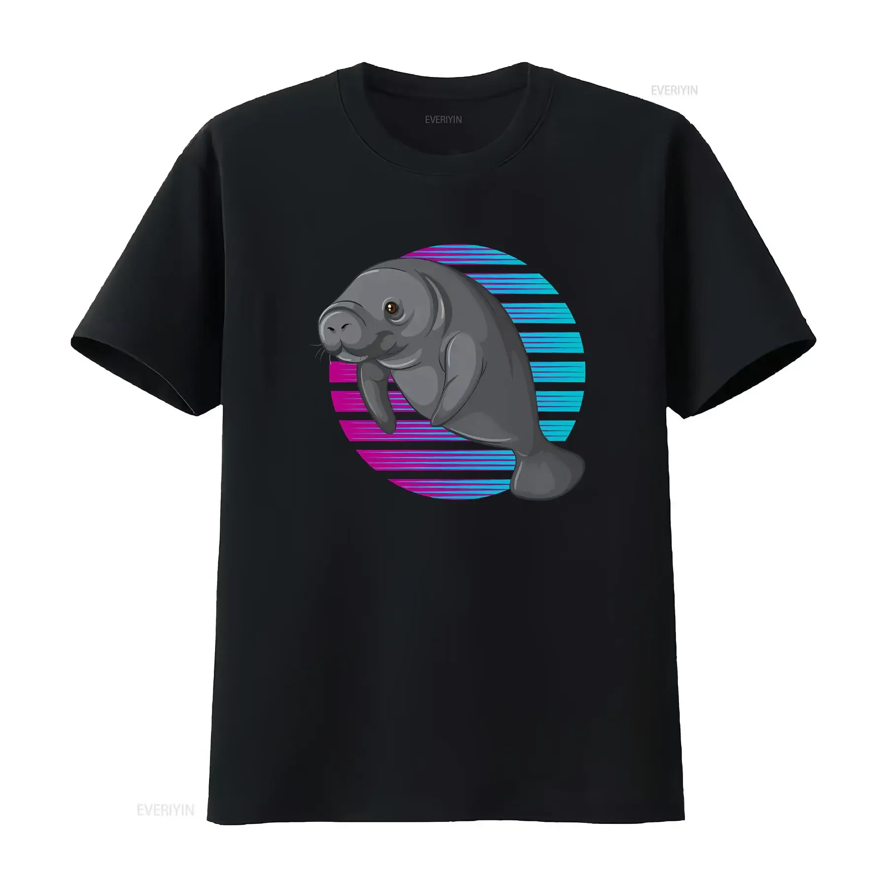 

Забавная милая футболка в стиле ретро с ламантиной, футболка с изображением животных, молодежная винтажная стильная дизайнерская одежда, женская слегка уличная одежда с графикой