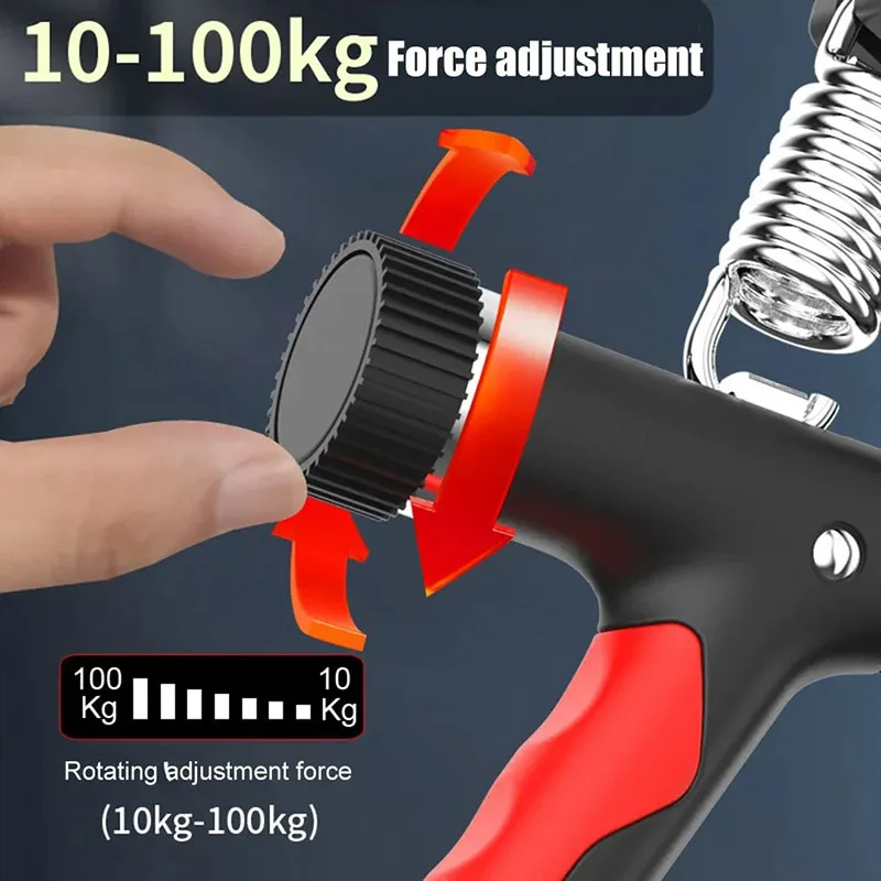 10-100KG Electronic Smart Counting Hand Grip Adjustment Exercise Power Strengthening Pliers Spring Finger Pinch Wrist Training