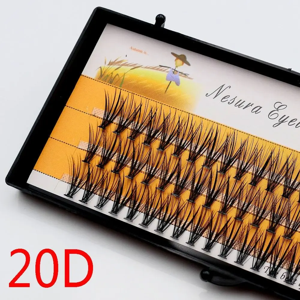 1 caixa/60 pacotes cluster ferramenta de maquiagem dos olhos extensões de cílios individuais imitação de vison 20d cílios postiços